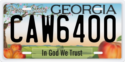 GA license plate CAW6400