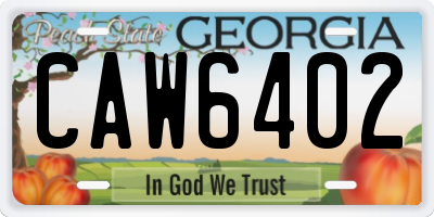 GA license plate CAW6402