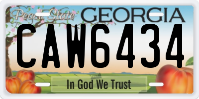 GA license plate CAW6434