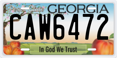 GA license plate CAW6472