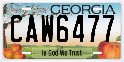 GA license plate CAW6477