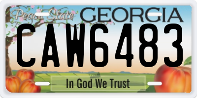 GA license plate CAW6483