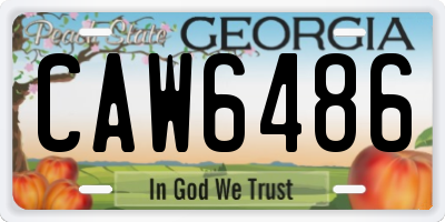 GA license plate CAW6486