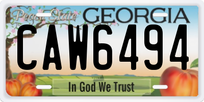 GA license plate CAW6494