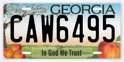 GA license plate CAW6495