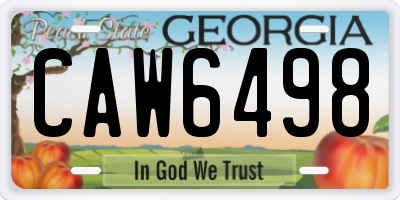 GA license plate CAW6498