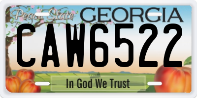 GA license plate CAW6522