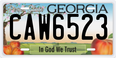 GA license plate CAW6523