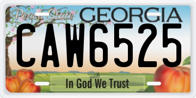 GA license plate CAW6525