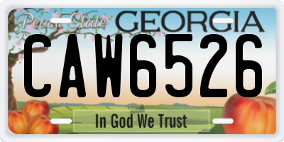 GA license plate CAW6526