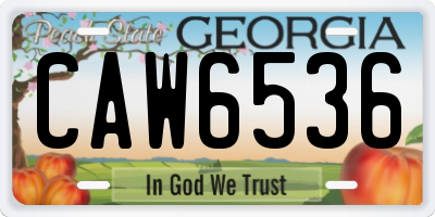 GA license plate CAW6536