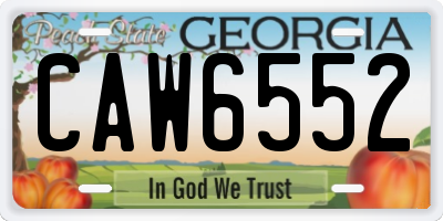 GA license plate CAW6552
