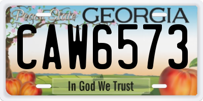 GA license plate CAW6573