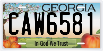 GA license plate CAW6581