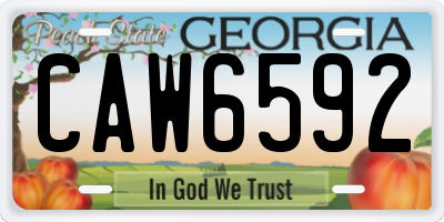 GA license plate CAW6592