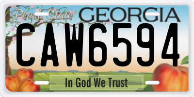 GA license plate CAW6594