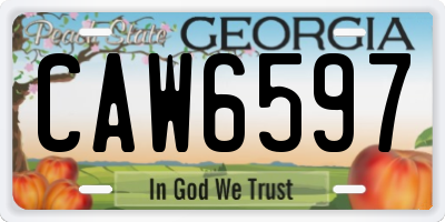 GA license plate CAW6597