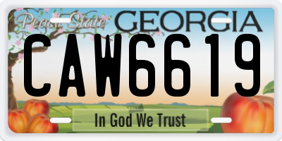 GA license plate CAW6619