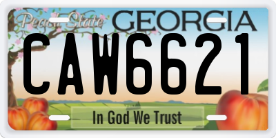 GA license plate CAW6621