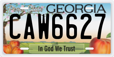 GA license plate CAW6627