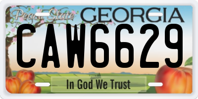 GA license plate CAW6629