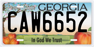 GA license plate CAW6652