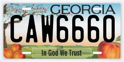 GA license plate CAW6660