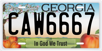 GA license plate CAW6667