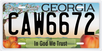 GA license plate CAW6672