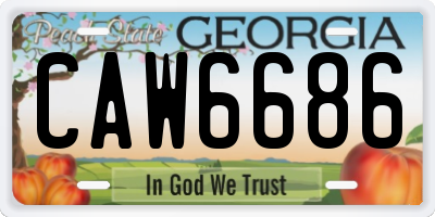 GA license plate CAW6686
