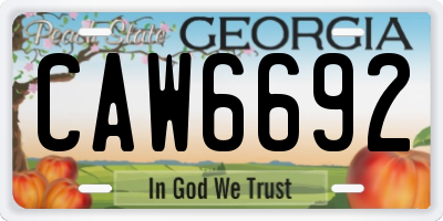 GA license plate CAW6692