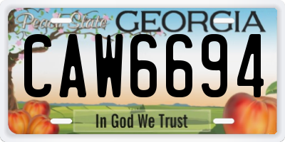 GA license plate CAW6694