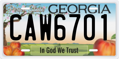 GA license plate CAW6701