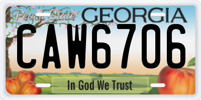 GA license plate CAW6706