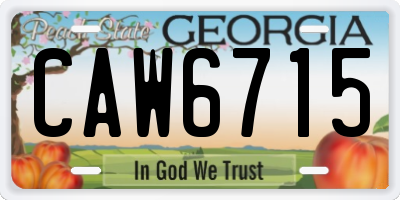 GA license plate CAW6715