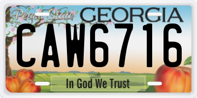 GA license plate CAW6716