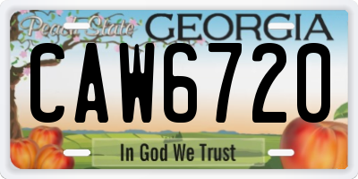 GA license plate CAW6720