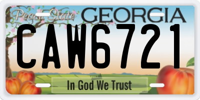 GA license plate CAW6721