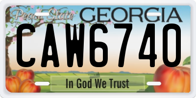 GA license plate CAW6740