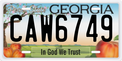 GA license plate CAW6749