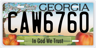 GA license plate CAW6760