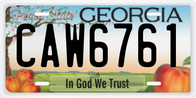 GA license plate CAW6761