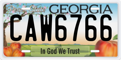 GA license plate CAW6766