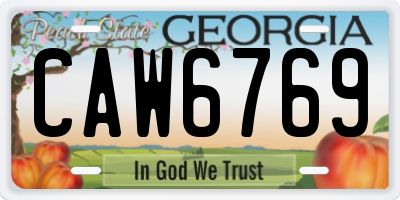 GA license plate CAW6769