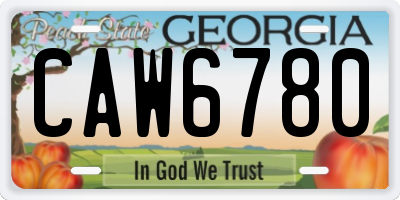 GA license plate CAW6780