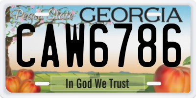 GA license plate CAW6786