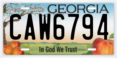 GA license plate CAW6794