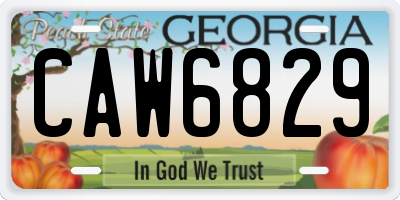 GA license plate CAW6829
