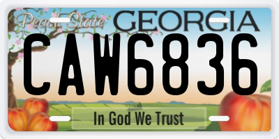 GA license plate CAW6836