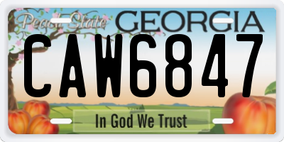 GA license plate CAW6847